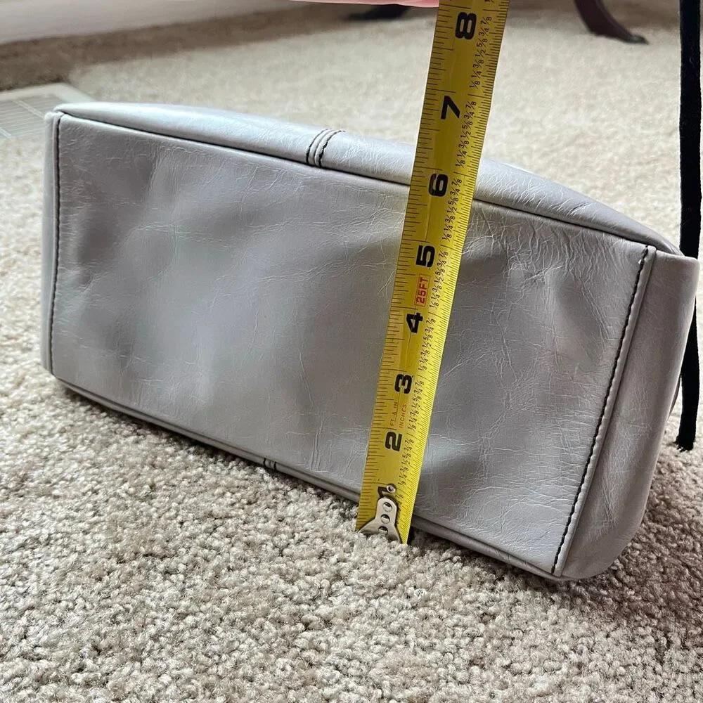 HOBO Sheila Leather Satchel Grey Top Handle Bag Minimal Quiet Luxury - Picture 15 of 16